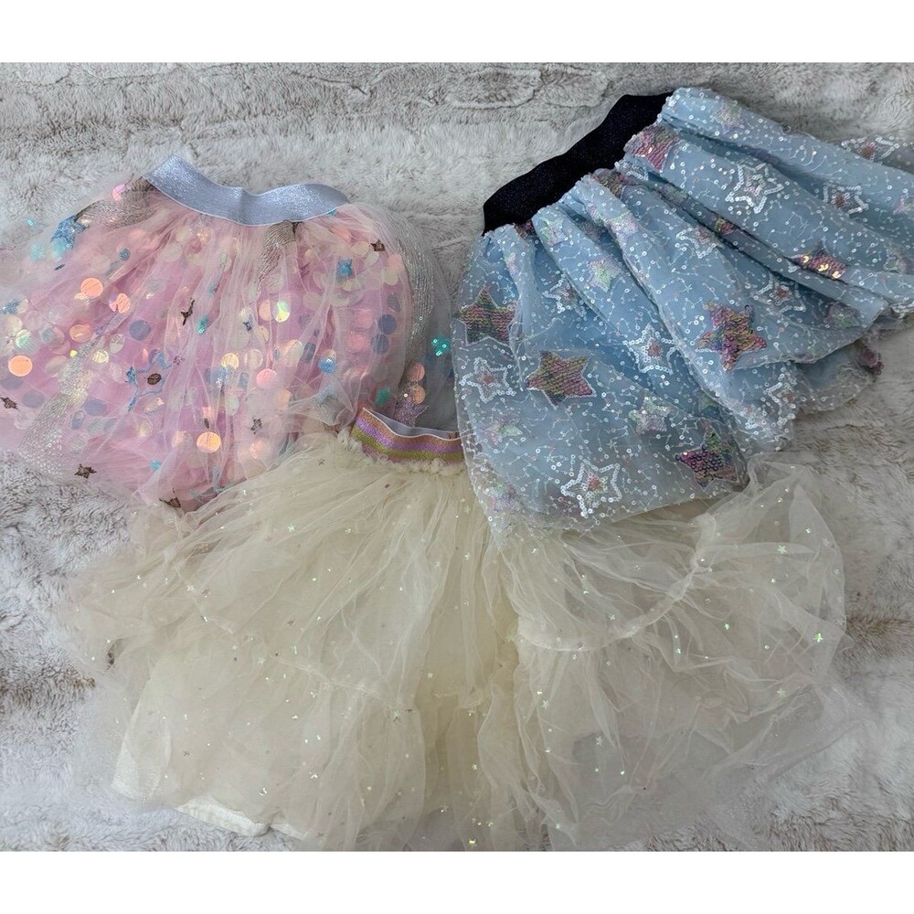 Lot of 3 Lola + The Boys Paillette Star Tulle Tutu Skirts Kids Girls Sz 2, 4, 6